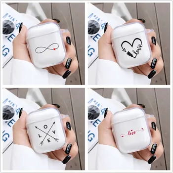 

Transparent Earphone Cases for Apple AirPods 1 2 Charging Box Cute Cartoon Love Crystal Cover Bag For Airpods Cases Headset Case