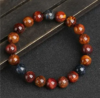 

Natural Peter stone bracelet for men and women single ring colorful pattern beads string simple fashion