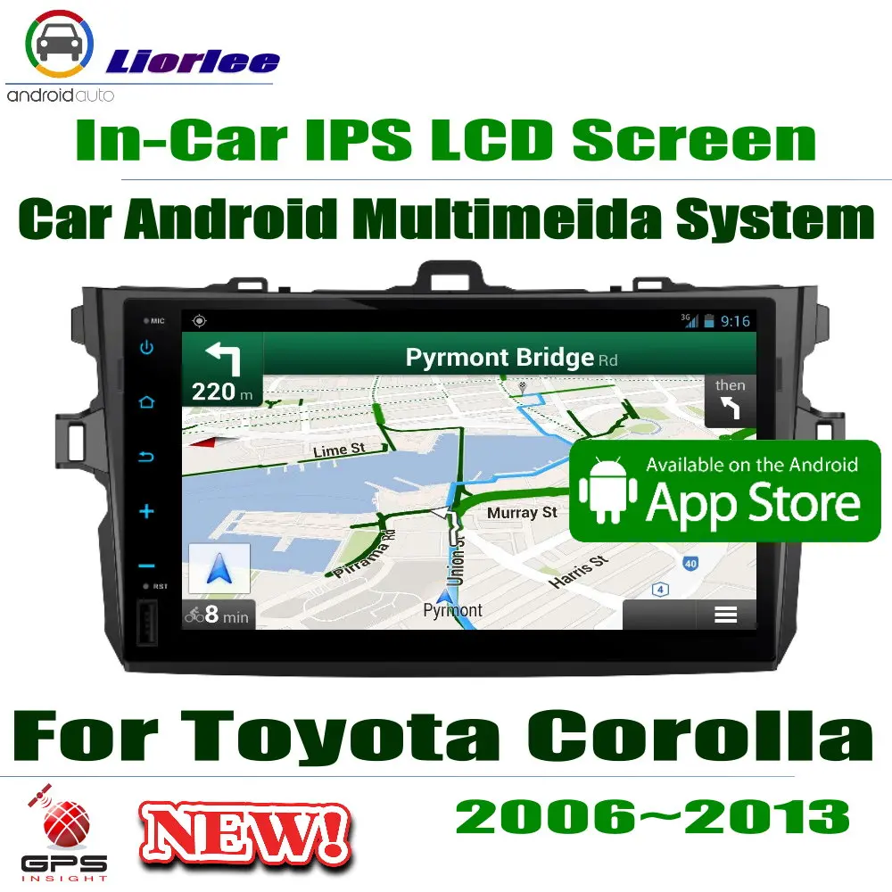 Автомобильный Android плеер для Toyota Corolla (E140) Sedan 2006-2013 9 &quotIPS ЖК-экран GPS навигационная