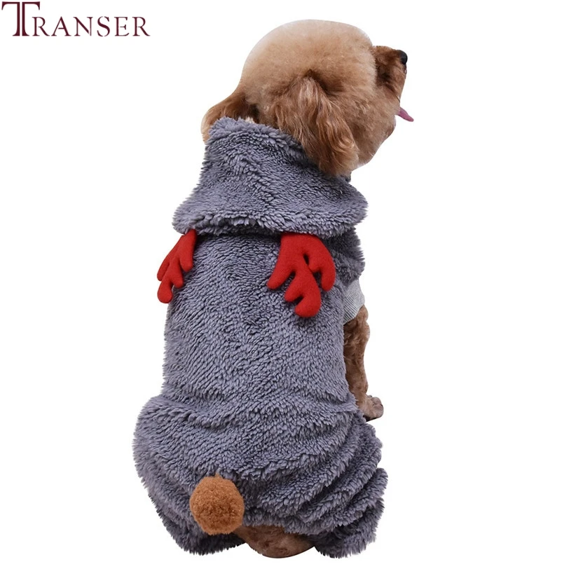 Transer Одежда для собак с лосем, мягкий плюшевый теплый комбинезон для собак, зимняя теплая одежда для домашних животных, четыре ноги, Комбинезоны для маленьких собак, одежда для щенков 9925