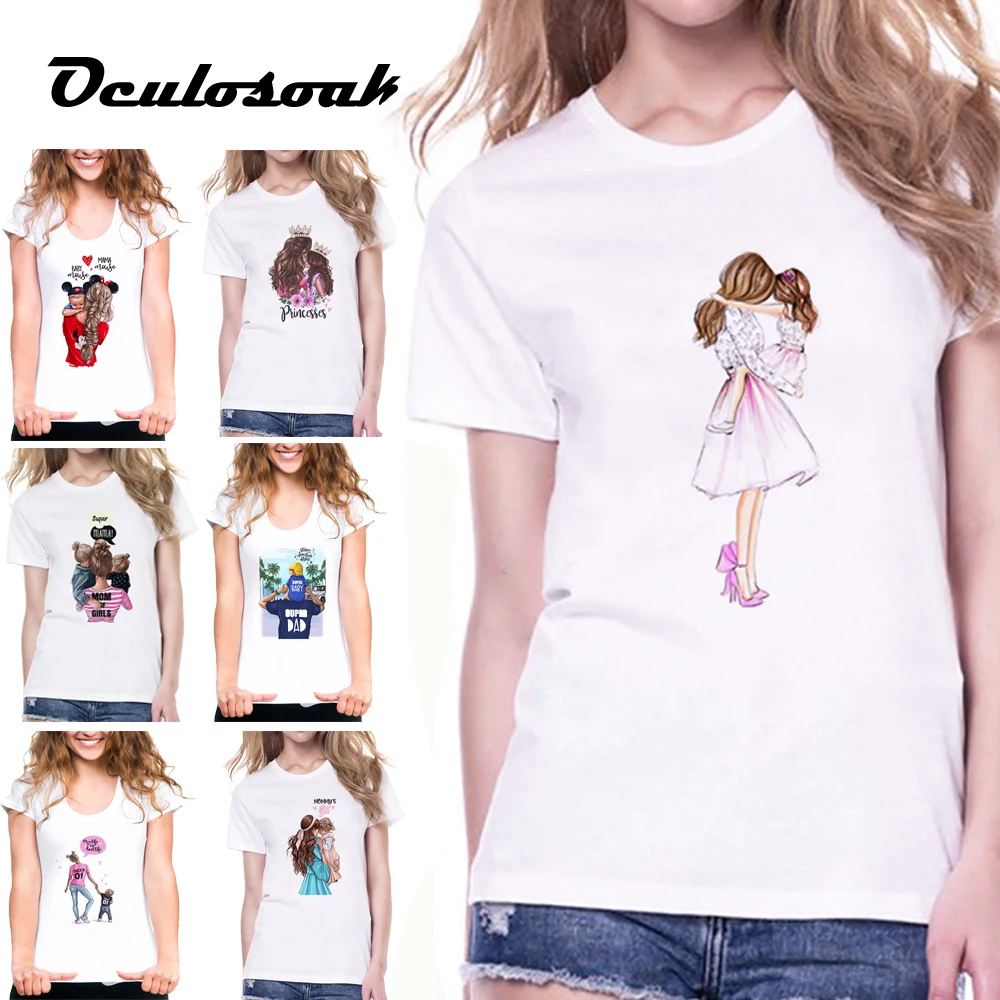 

Mother's Love Female T-shirt Mom and Duaghter Print T Shirt Women 2019 Vogue T Shirt Tops Streetwear White T-shirt Harajuku Tops