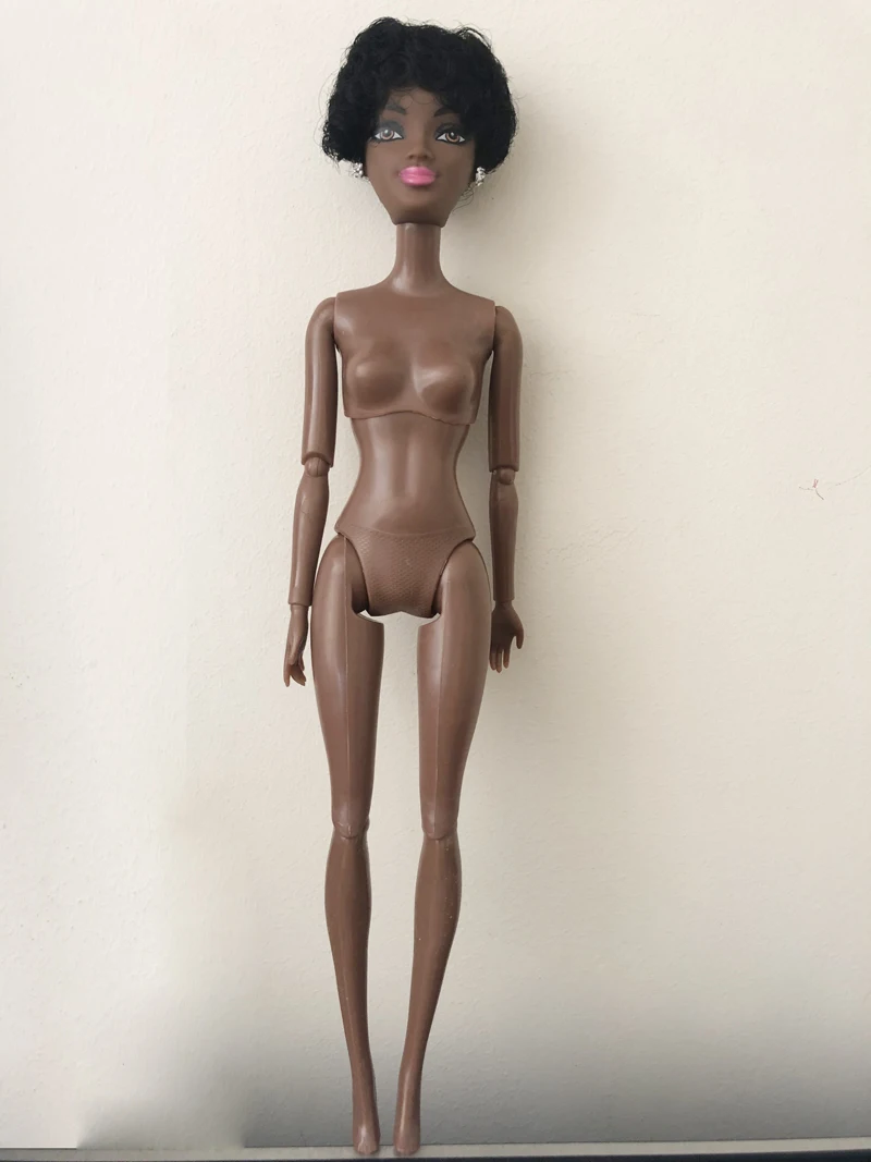 1 шт. пластиковая 11 шарнирная черная Обнаженная Кукла тело 29 см обнаженное Африканское тело с головой для 1/6 кукла DIY аксессуары для игрушечной куклы подарок - Цвет: Dark brown doll 6