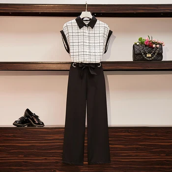 

office ladies two piece set for women top and pants set workwear sleeveless blouse and long pant set women tracksuits outfits