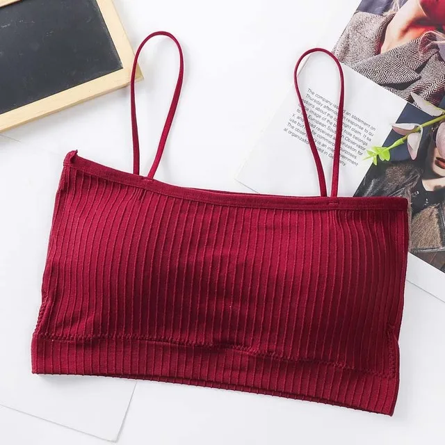 Summer Women Sling Tube Top Sexy Bra Top Breathable Chest Pad Wearing Underwear Seamless Ice Silk Breast Wrap Lingerie Female wine red
