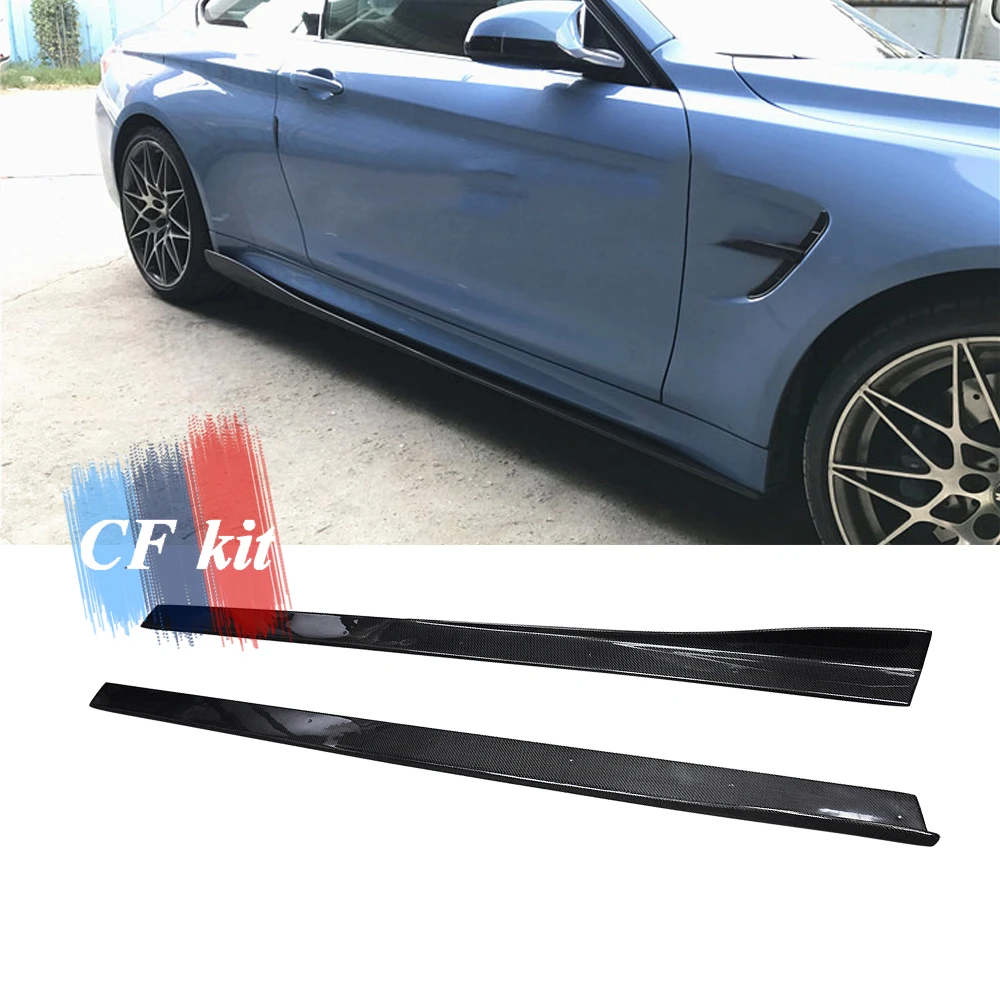 

CF Kit VRS Style Real Carbon Fiber Side Skirts Extension Lip Aprons For BMW M3 M4 F80 F82 F83 Side Body Kits Spoiler Car Styling