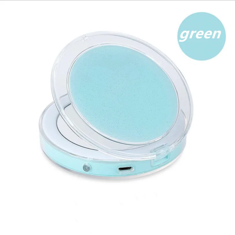 green Светодиодный Iluminado 3X зондирование iluminacha ampliacha Espelho de Maquiagem Mini Compacto de Viagem portalitil Maquiagem Espelho - Цвет: green