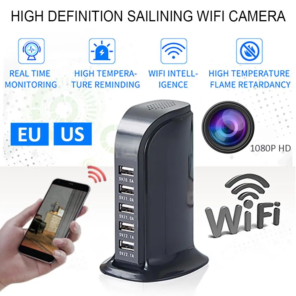 

IP Camera Wireless Mini Camera 1080P HD WiFi USB Charger Camera 5 Port Plug Infrared Night Vision Security Surveillance Camera