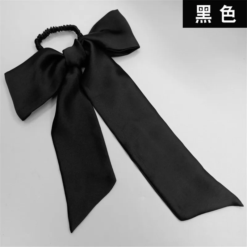 Модные женские милые ленты с бантом, однотонные шелковые резинки для волос, милые резинки для волос, OL, базовый держатель для волос