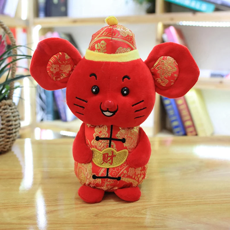 B Год мышь год Kawaii Мини Китай Lucky Rat плюшевая мышь в Танг костюм мягкие игрушки китайский год вечерние украшения подарок - Цвет: B