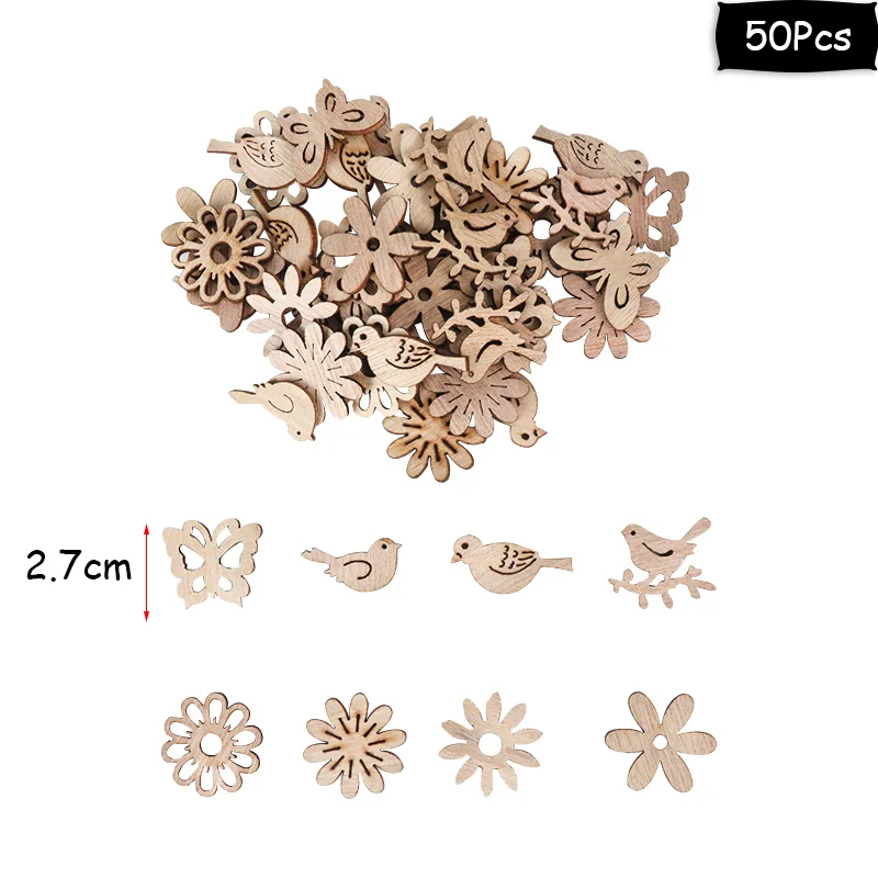 50pcs ornaments-B WEIGAO 1 набор деревянных елочных украшений Мини Снежинка Дерево Подвесные Подвески рождественские украшения для дома подарок на год - Цвет: 50pcs ornaments-B