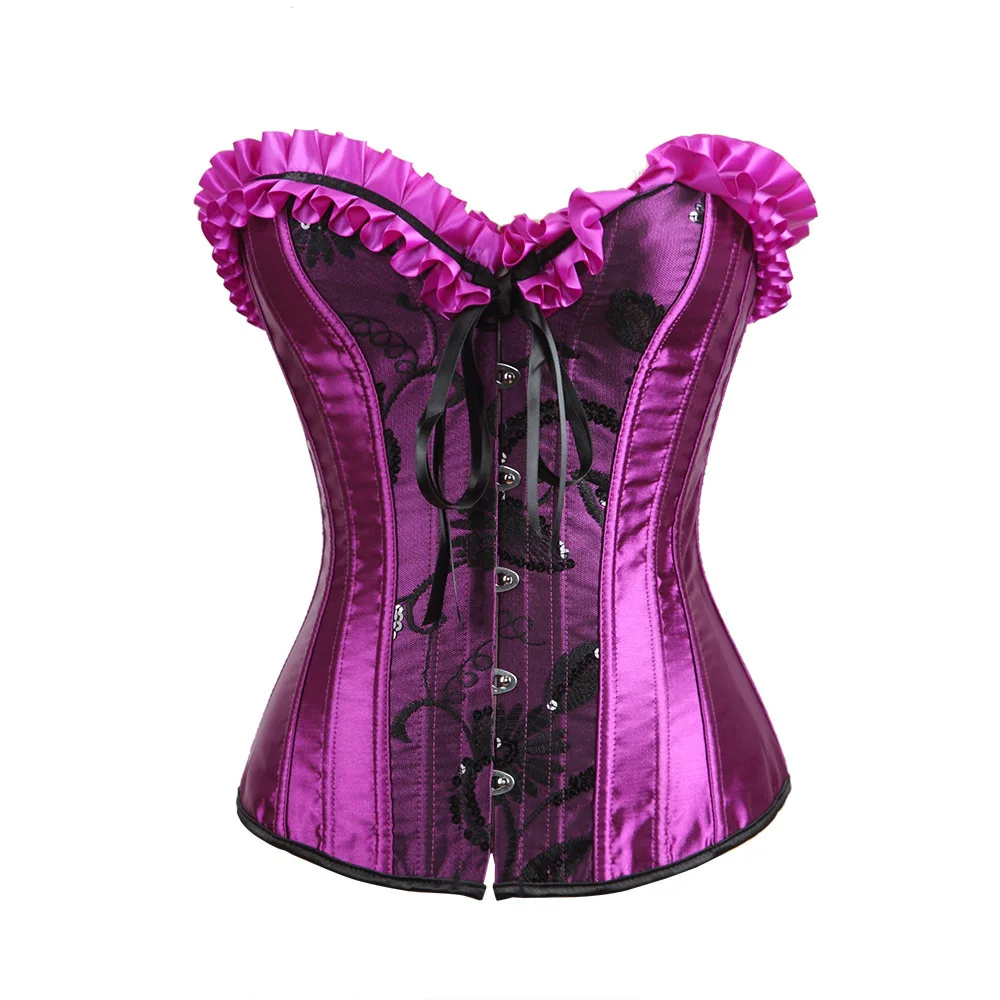 

Grebrafan Gothic Pleated Floral Lace Bowknot Corset Plus Size Boned Bustier My Best Friend Wedding Party Costume Role-Playing