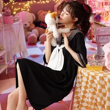 2021 New Princess Style Ladies Nightdress, Cute Thin Cotton Dress, Comfortable and Breathable Nightgown Women