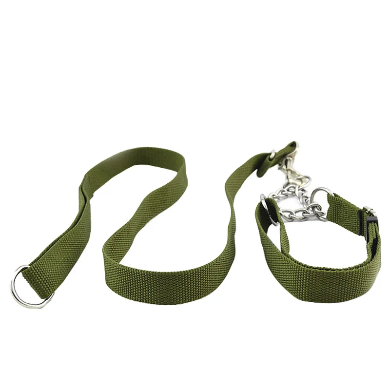 Best German Shepherd Alaska Large Dog Leash Army Green Neck Ring Leash Set Large Dogs Neck Ring Hand Holding Rope