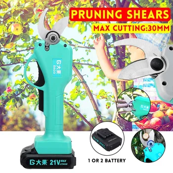 

21V Cordless Pruner Shear Efficient Fruit Tree Bonsai Pruning Electric Tree Branches Cutter Landscaping Have 2 Li-ion Battery