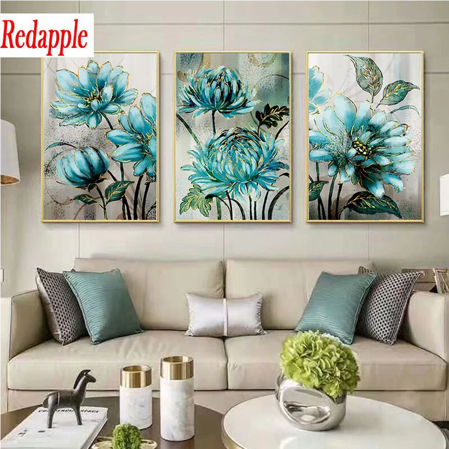 

3 шт., декоративные бриллианты с голубыми цветами