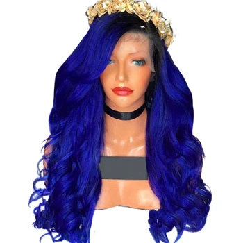 

Blue Colored 13x6 Lace Front Wig Human Hair Wigs For Women Brazilian Body Wave Transparent Lace Front Wigs Pre Plucked 150% Remy