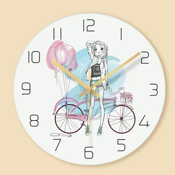 

Beautiful girl's individual creativity tempered glass wall clock children's gift fashion simple decoration bedroom