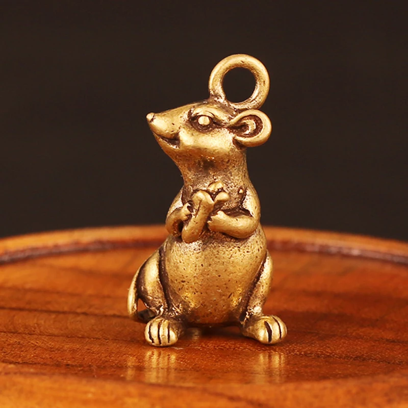 

30*15*16cm Creative Lucky Mini Brass Zodiac Rat Pendant Mouse Statue for Home Office desk Ornament hot