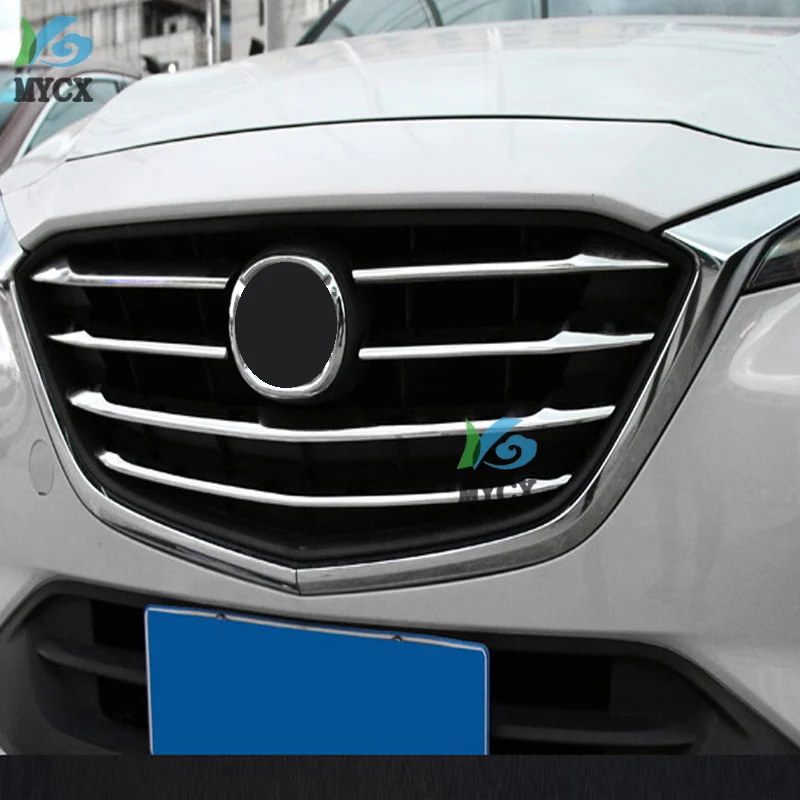 Для Mazda CX-4 CX4 CX 4 автомобильный Стайлинг ПЕРЕДНЯЯ РЕШЕТКА решетка декоративная крышка отделка ABS хромированная решетка декоративные полоски 6 шт