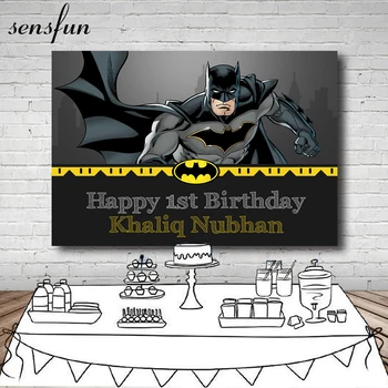 

Sensfun Comics Batman Photography Backgrounds Black Superhero Children Birthday Party Backdrops For Photo Studio Custom 7x5ft