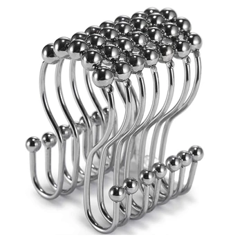 

Shower Curtain Hook, Bathroom Double Shower Curtain, Double Sliding Shower Hook, 12 Hooks