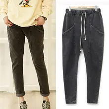 Повседневные Черные джинсы размера плюс 5XL, женские клетчатые джинсы с эластичной резинкой на талии, джинсы для женщин в стиле бойфренд, джинсовые штаны-шаровары C5197