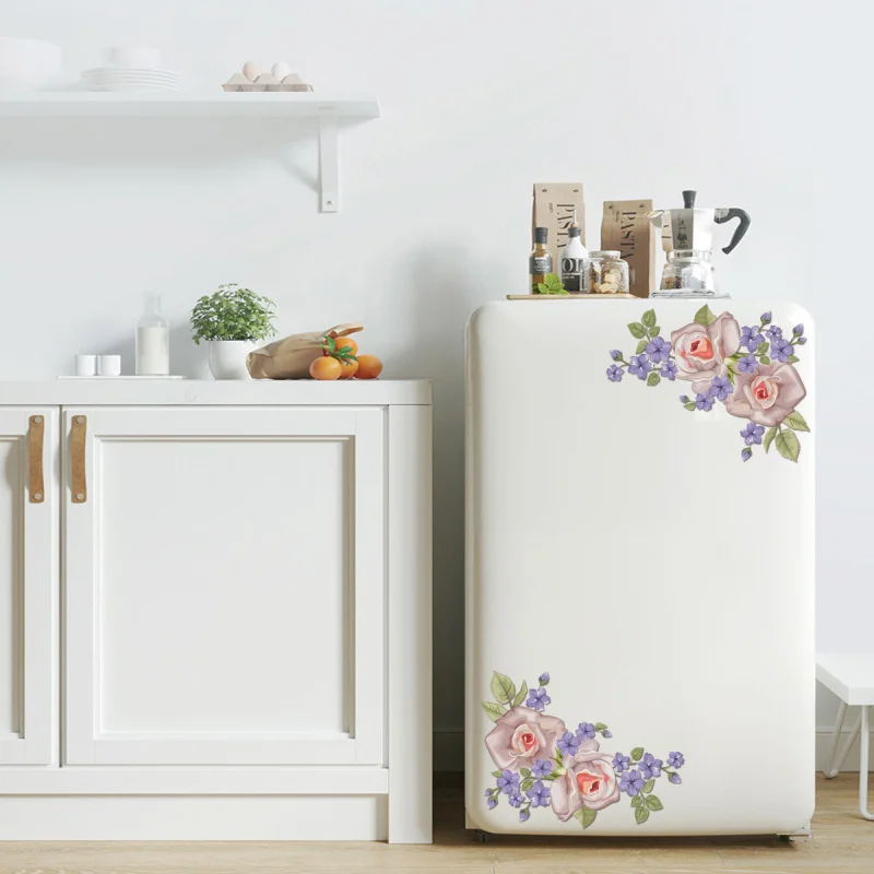 

Romantic Rattan Wall Stickers Creative Pink Flowers for Bathroom Refrigerator Window Stickers Home Decoration PVC Wall Stickers