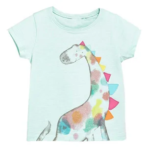 AiLe Rabbit/Летняя одежда, новая детская футболка с короткими рукавами и оригинальным воротником эластичная трикотажная одежда с принтом для девочек - Цвет: 313169