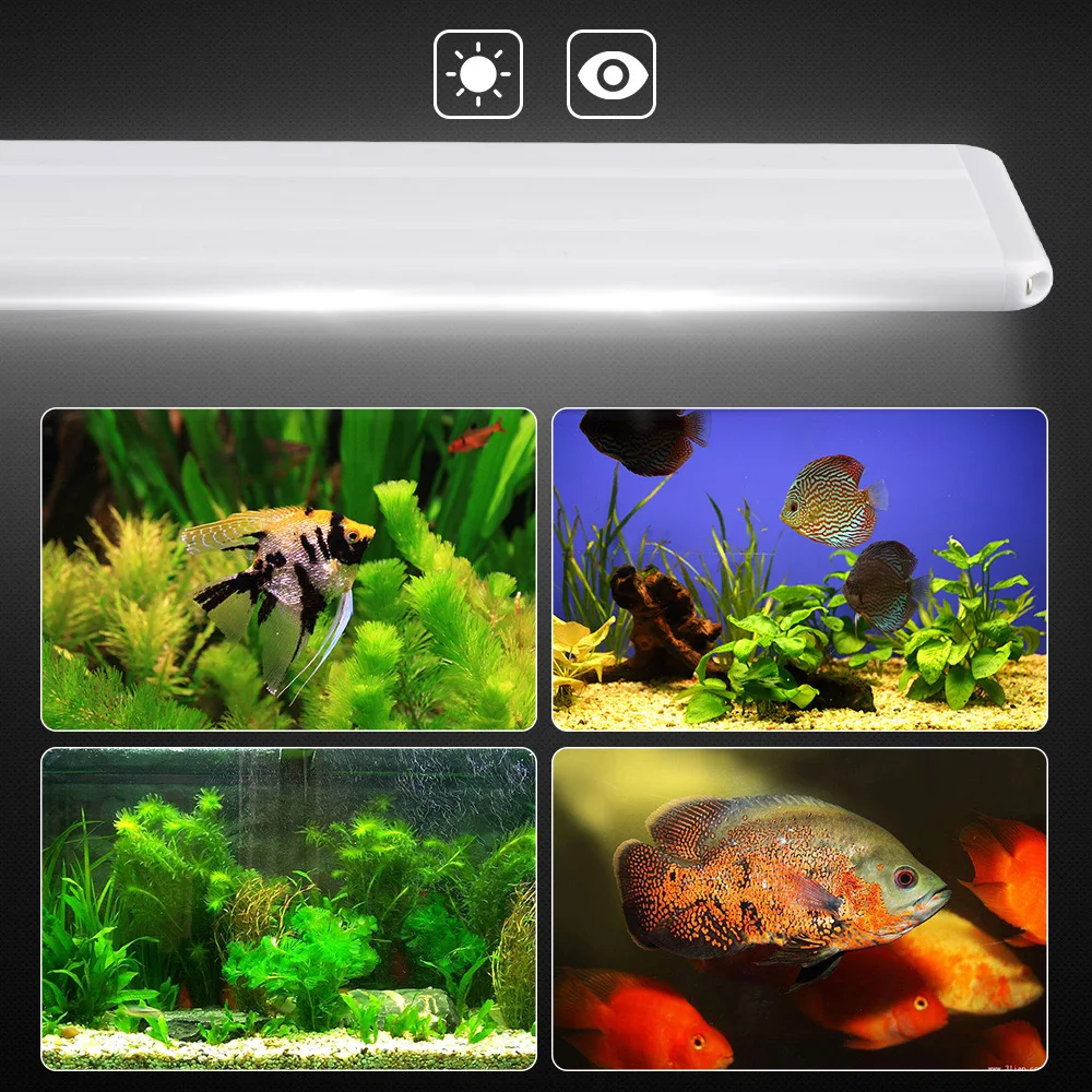 Аквариум Светодиодный светильник для аквариума светодиодный светильник тонкий светильник 20 Вт, 30 Вт, 40/50 см светодиодный потолочный светильник регулируемый изменения Цвет светильник штепсельная вилка европейского стандарта