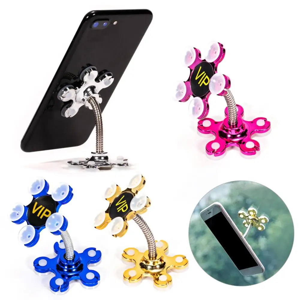 

Creative mobile phone bracket universal magic sucker mobile phone holder pocket 360 degree rotatable multi-angle metal flower su