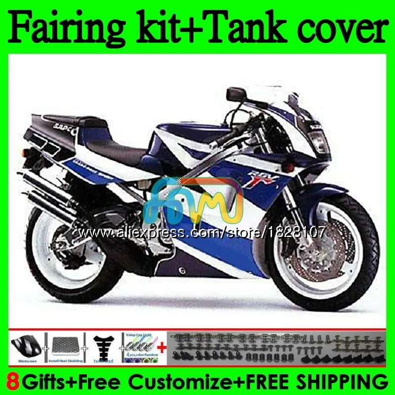 Комплект+ майка для SUZUKI SAPC VJ21 RGVT250 RGV250 102BS. 122 RGV-250 сине-белые VJ22 RGV 250 1988 1989 1990 1991 88 89 90 91 обтекатель