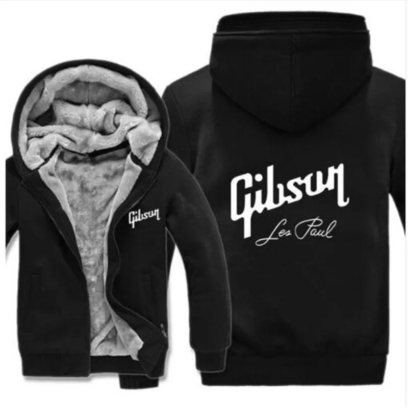 Gibson Hoodies Jacket Winter Men Casual Wool Liner Fleece Gibson Les Paul Sweatshirts Hoody Pullover