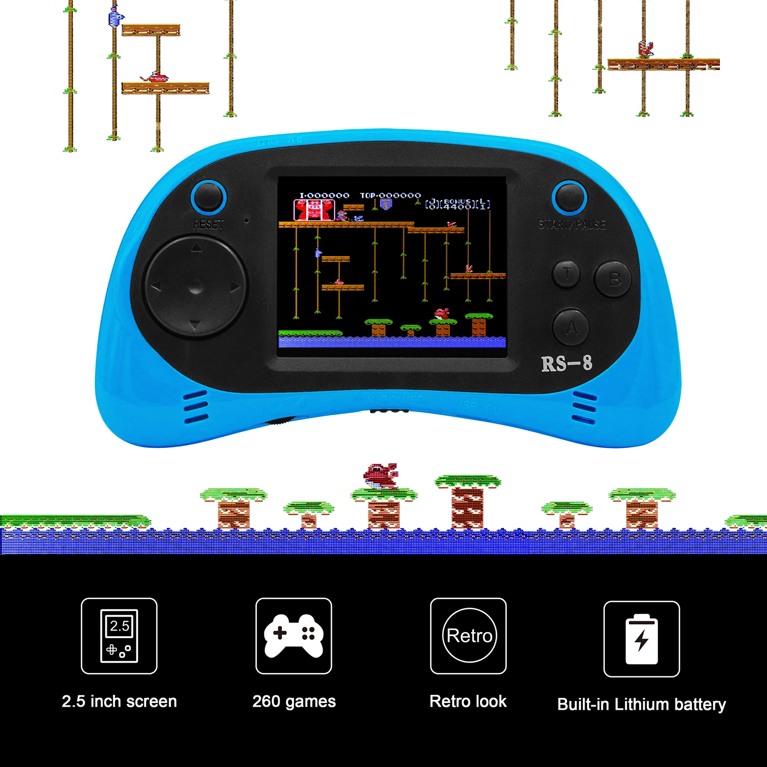 

USB Charging Handheld Portable Arcade Video Gaming System with 260 Retro Games for Kids