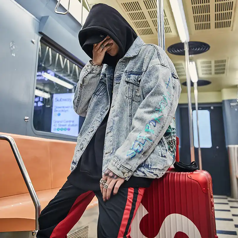 Graffiti Jackets Hip Hop Jean Jacket Rapper Jean Jacket 2025