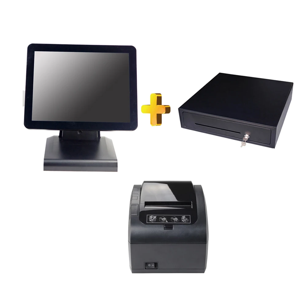 Точка продажи pos система pos терминал резистивный сенсорный экран все в одном epos система с принтером кассовый ящик