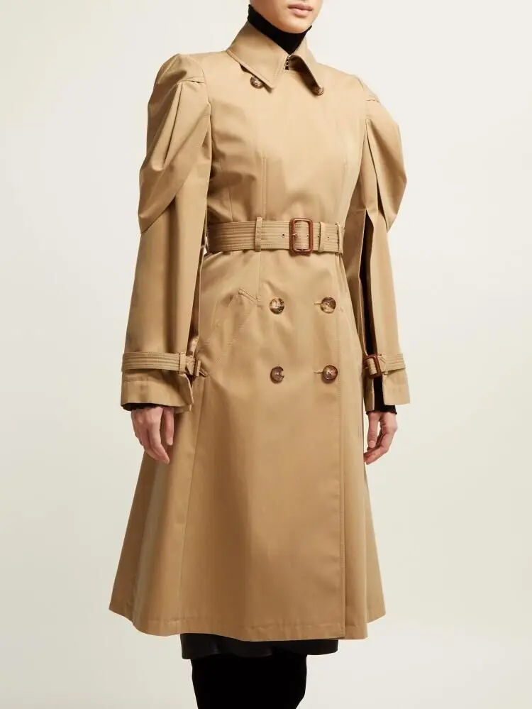 

High Quality 2019 Fall & Winter New Cross-border Long-sleeved Double-breasted Women's Trentch 190919XM01