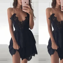 Designer cheap sexy black lace chiffon Mini length Formal Homecoming Dresses Prom Dresses Evening Gowns new