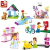 Sluban Girl Friends Puppy Dog House Pet Grooming Gas Station Skateboarder Model Action Figure Building Blocks Toys For Children 1