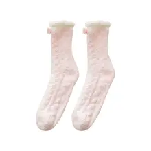 Модные домашние мягкие носки-тапочки для женщин и девочек Теплые зимние носки для сна#3D16