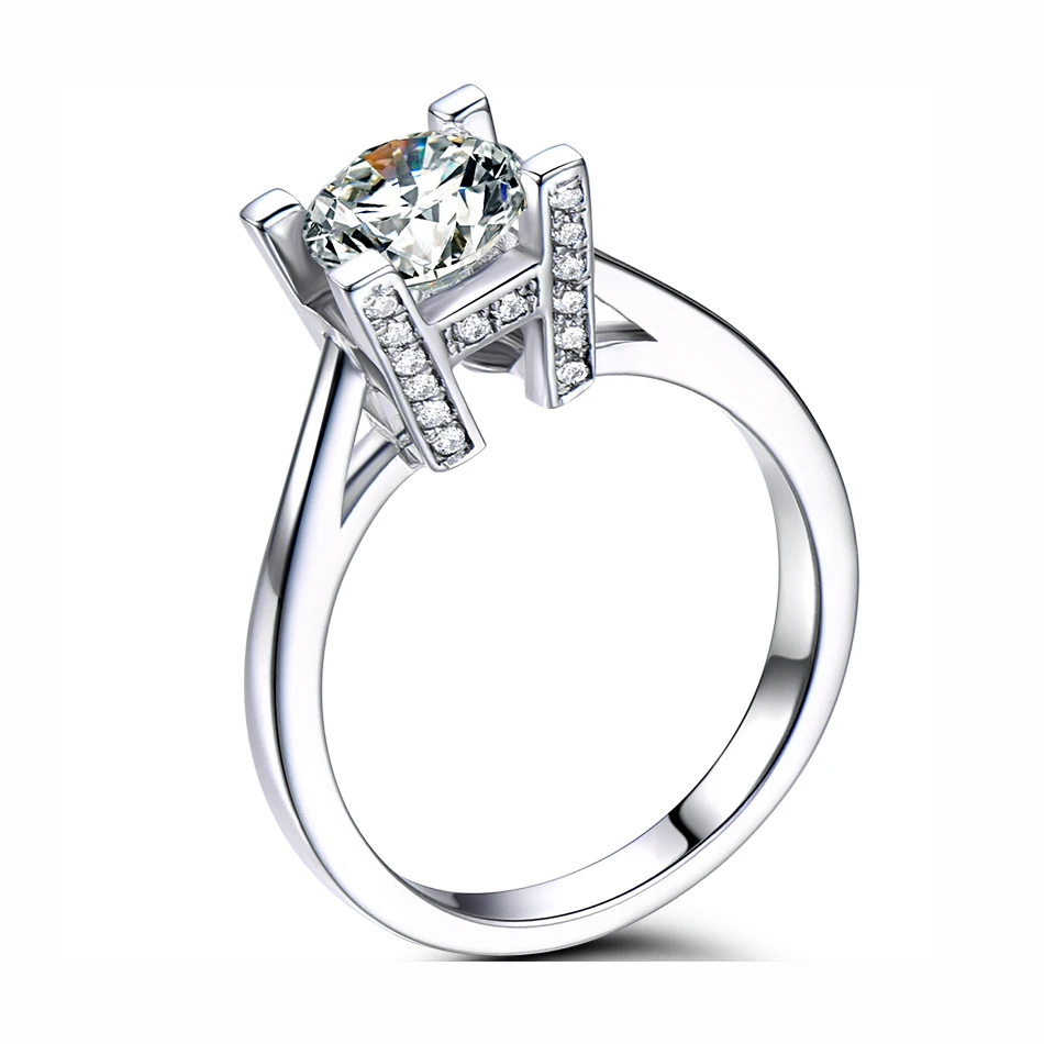 Изготовленное на заказ кольцо из белого золота 9 к, креативный дизайн, Moissanite, 4 когти, обручальное кольцо HW, Английский алфавит VVS1