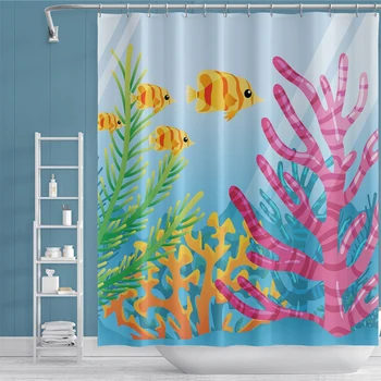 

Mix Style Animal Shower Curtains Cartoon Pattern Fish Sheep Cat Fox Waterproof Mildew Resistant Fabric Cloth Bathroom Curtain