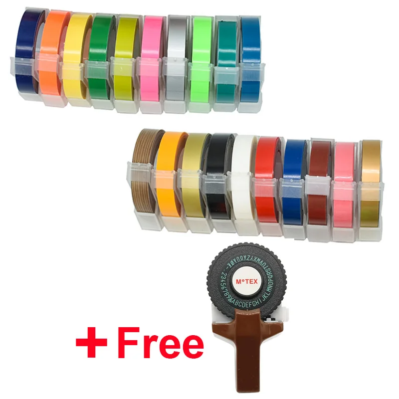 Free Brown Printer 20 рулонов/лот 9 мм* 3 м 3D тиснение этикетка лента совместимый с dymo 1610 Motex E-101 ручной производитель этикеток Diy ручной украшать ярлык бесплатный подарок - Цвет: Free Brown Printer