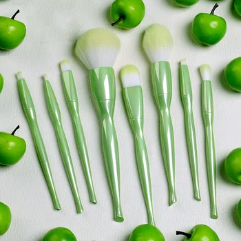 

8pcs Green Vegan Makeup Brushes Set Professional High Quality Makeup Brush Foundation Eye Shadow Powder All In One Makeup Tools