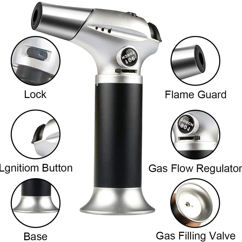 BBQ Kitchen Lighter Butane Torch Culinary Blow Refillable Mini Cooking Adjustable Flame Outdoor | Дом и сад