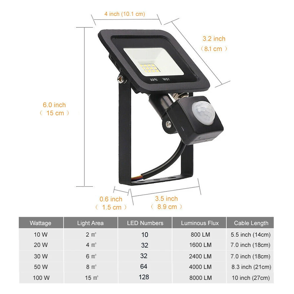 Proiettore LED Faretto Esterno Senza/con Rilevatore Di Movimento/spina - Foto 4
