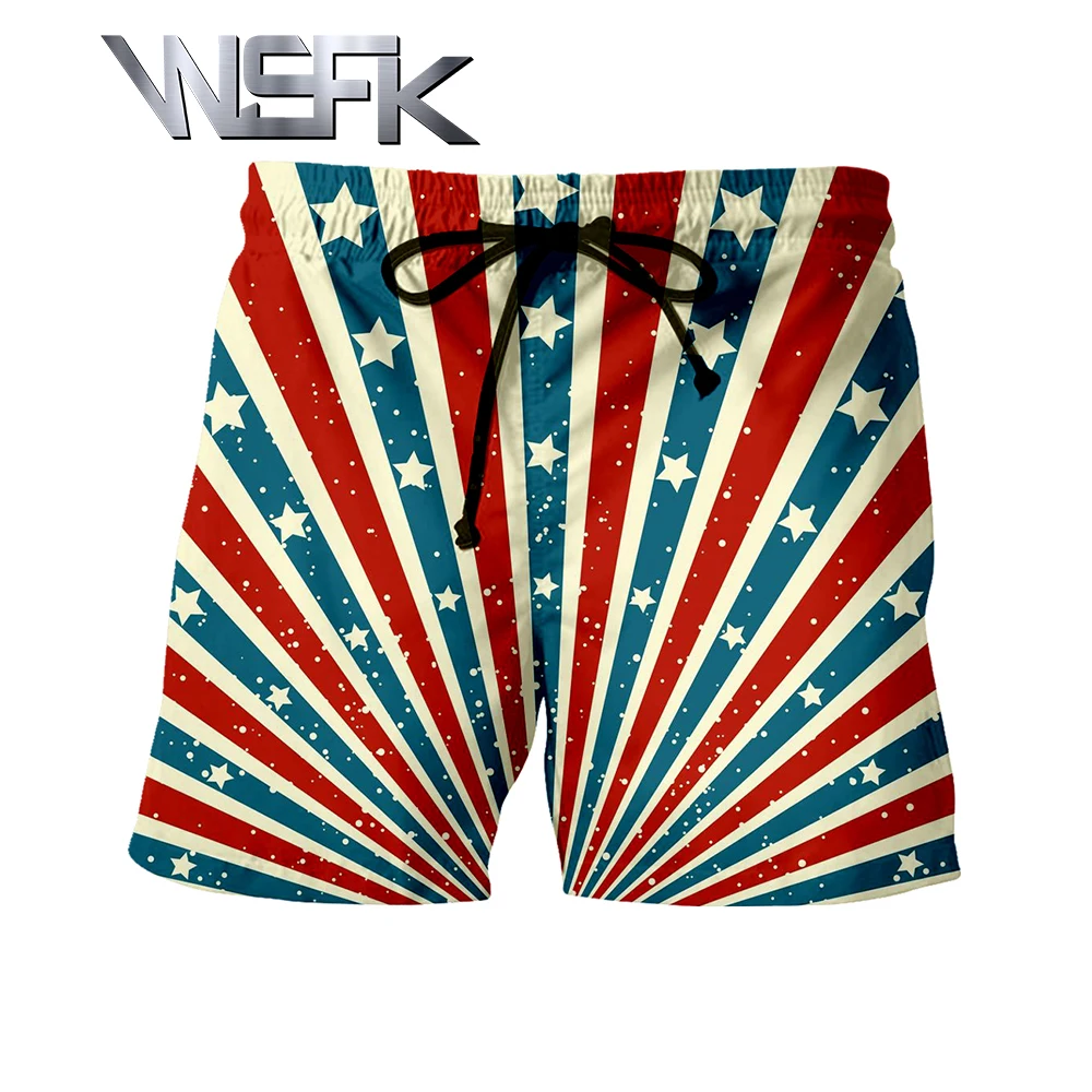 WSFK 2019 men's sports and leisure hip hop straight short masculino 3D printing july short homme A1027