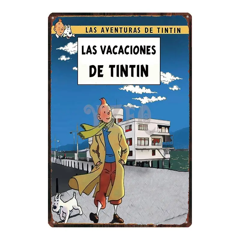 DU-4190 Tintin мультфильм металлический знак железная живопись Настенная Доска Металл Винтаж паб детская комната коробки и шкатулки декоративные ручной работы Ретро плакат 30X20 см DU-4189A - Цвет: DU-4190