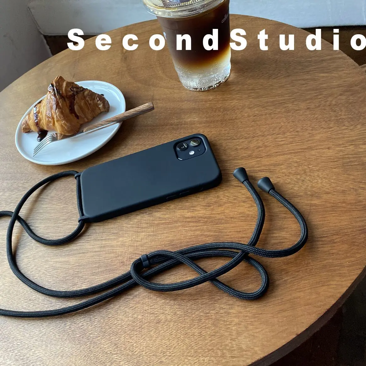 Роскошный черный чехол с ремешком и цепочкой для iPhone 13 12 Pro Max X XR XS 8 7 Plus 11 SE матовый