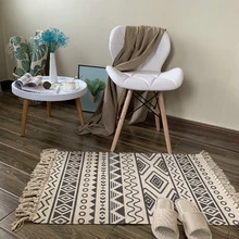 Ковер-гобелен в скандинавском стиле для гостиной, домашний декор, хлопок, лен, с принтом, с кисточками, ковер для спальни, машинная стирка, Ретро стиль, ручной пол