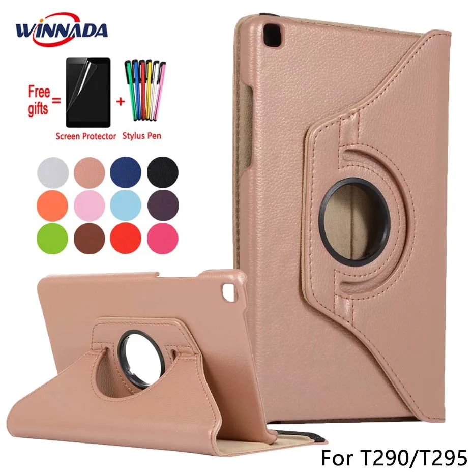 

For Samsung SM-T290 SM-T295 case lichee grain 360 degree rotate Full Protective Flip Cover For Samsung galaxy Tab A 8.0 (2019)